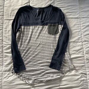 Eddie Bauer Striped Long Sleeve Shirt with Pocket